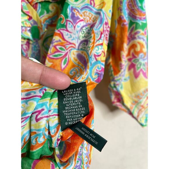 Lauren Ralph Lauren Multi-color Paisley Blouse Lightweight Womns 2X - Picture 12 of 12
